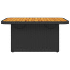 Gartentisch Schwarz 90x55x71 cm Poly Rattan und Akazienholz