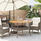 Gartentisch mit Holzplatte Grau Ø110x71 cm Poly Rattan
