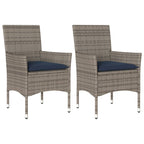 Gartenstühle mit Kissen 2 Stk. Grau Poly Rattan