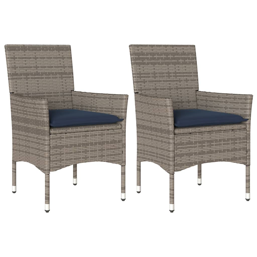 Gartenstühle mit Kissen 2 Stk. Grau Poly Rattan