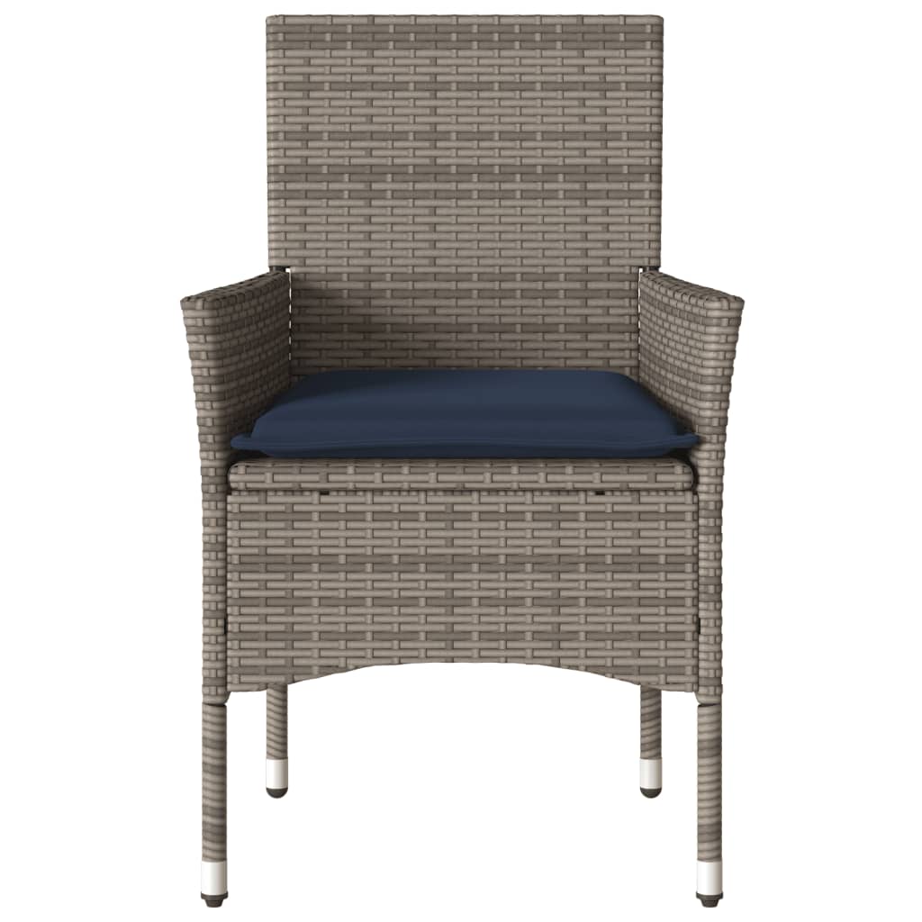 Gartenstühle mit Kissen 2 Stk. Grau Poly Rattan