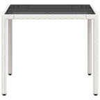 Gartentisch mit Glasplatte Weiß 90x90x75 cm Poly Rattan