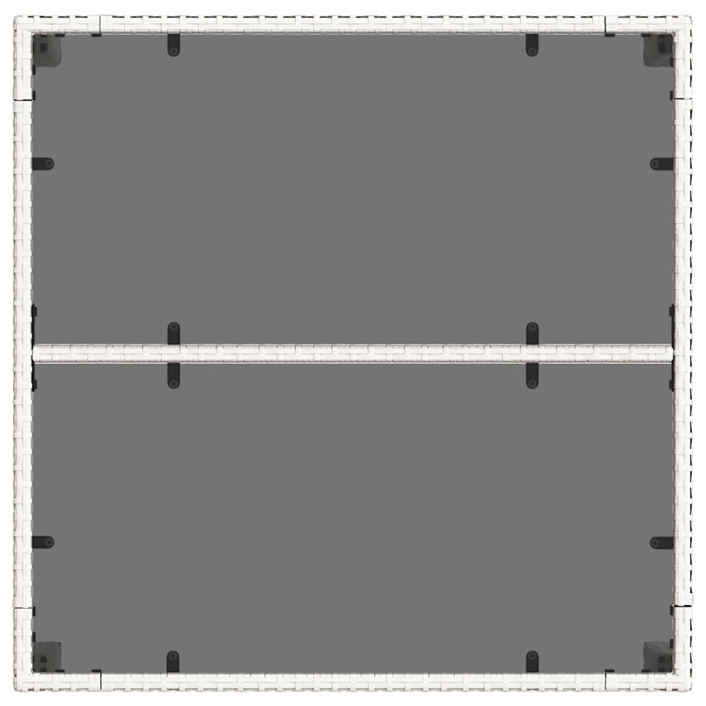 Gartentisch mit Glasplatte Weiß 90x90x75 cm Poly Rattan