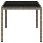 Gartentisch mit Glasplatte Hellgrau 150x90x75 cm Poly Rattan