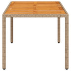 Gartentisch Beige 190x90x75 cm Poly Rattan Akazienholz