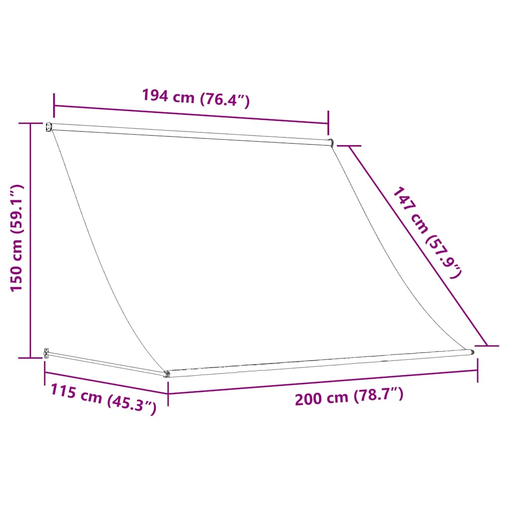 Markise Einziehbar Anthrazit 200x150 cm Stoff und Stahl