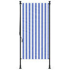 Außenrollo Blau und Weiß 120x270 cm Stoff und Stahl