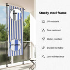 Außenrollo Blau und Weiß 120x270 cm Stoff und Stahl