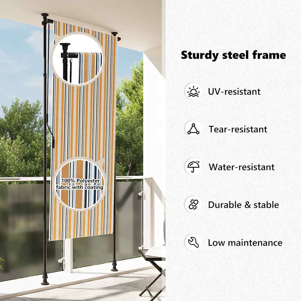 Außenrollo Gelb und Weiß 120x270 cm Stoff und Stahl