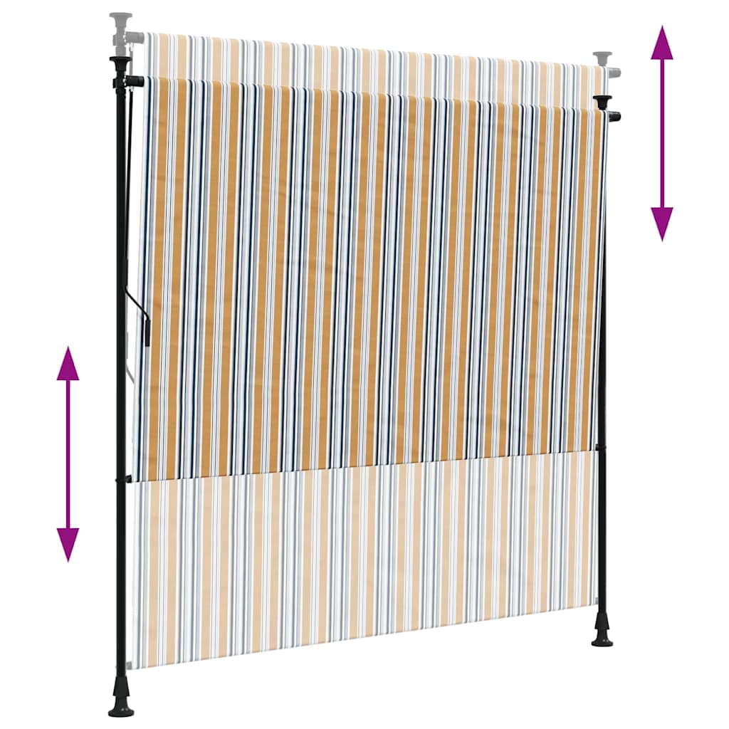 Außenrollo Gelb und Weiß 150x270 cm Stoff und Stahl