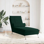 Massage-Chaiselongue mit Nackenrolle Dunkelgrün Samt