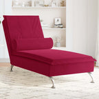 Massage-Chaiselongue mit Nackenrolle Weinrot Samt