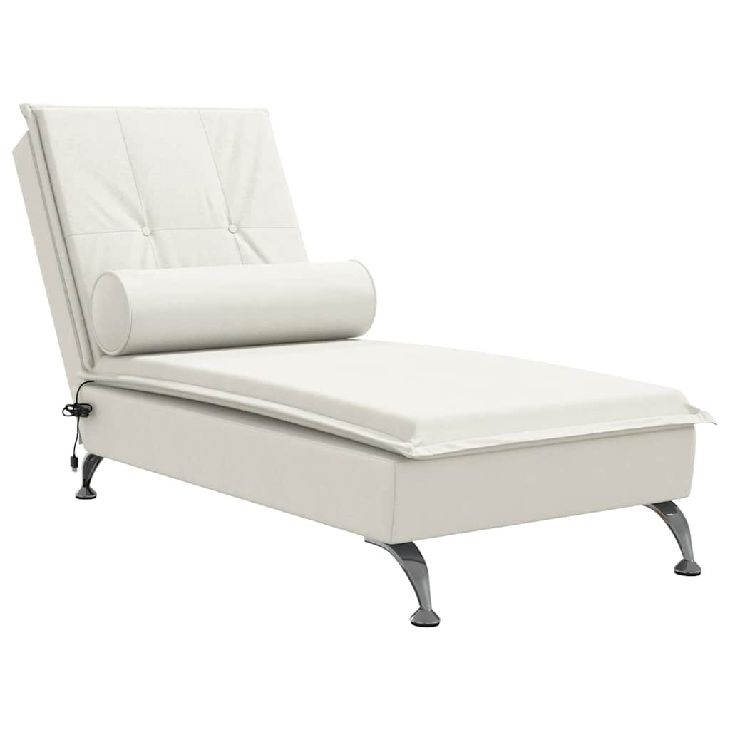Massage-Chaiselongue mit Nackenrolle Creme Samt