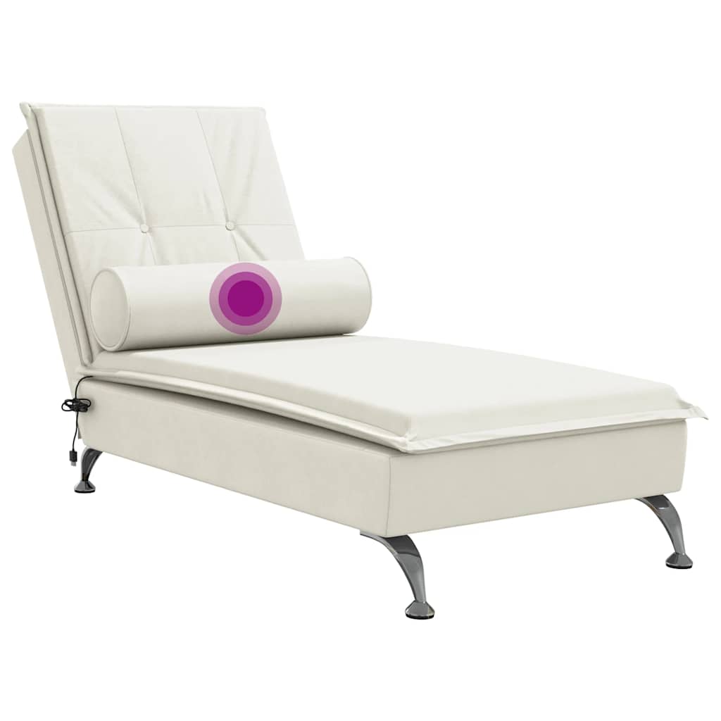 Massage-Chaiselongue mit Nackenrolle Creme Samt