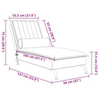 Massage-Chaiselongue mit Nackenrolle Hellgrau Samt
