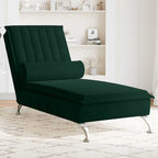 Massage-Chaiselongue mit Nackenrolle Dunkelgrün Samt