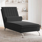 Massage-Chaiselongue mit Nackenrolle Schwarz Samt