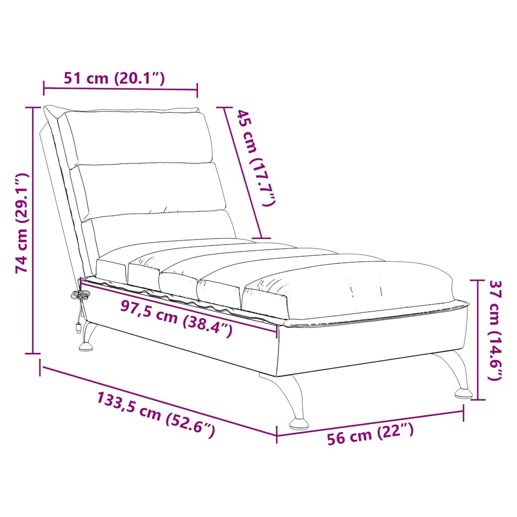 Massage-Chaiselongue mit Kissen Blau Stoff