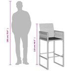 Garten-Barhocker 2 Stk. Grau Poly Rattan