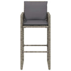 Garten-Barhocker mit Kissen 2 Stk. Grau Poly Rattan