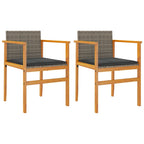 Gartenstühle mit Kissen 2 Stk. Grau Poly Rattan Massivholz