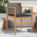 Gartenstühle mit Kissen 2 Stk. Grau Poly Rattan Massivholz