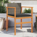 Gartenstühle mit Kissen 2 Stk. Grau Poly Rattan Massivholz