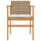Gartenstühle mit Kissen 2 Stk. Beige Poly Rattan Massivholz