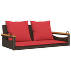 Hängebank mit Kissen Braun 109x62x40 cm Poly Rattan