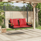 Hängebank mit Kissen Braun 109x62x40 cm Poly Rattan