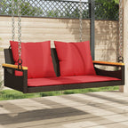 Hängebank mit Kissen Braun 109x62x40 cm Poly Rattan