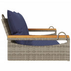 Hängebank mit Kissen Grau 109x62x40 cm Poly Rattan