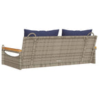 Hängebank mit Kissen Grau 109x62x40 cm Poly Rattan