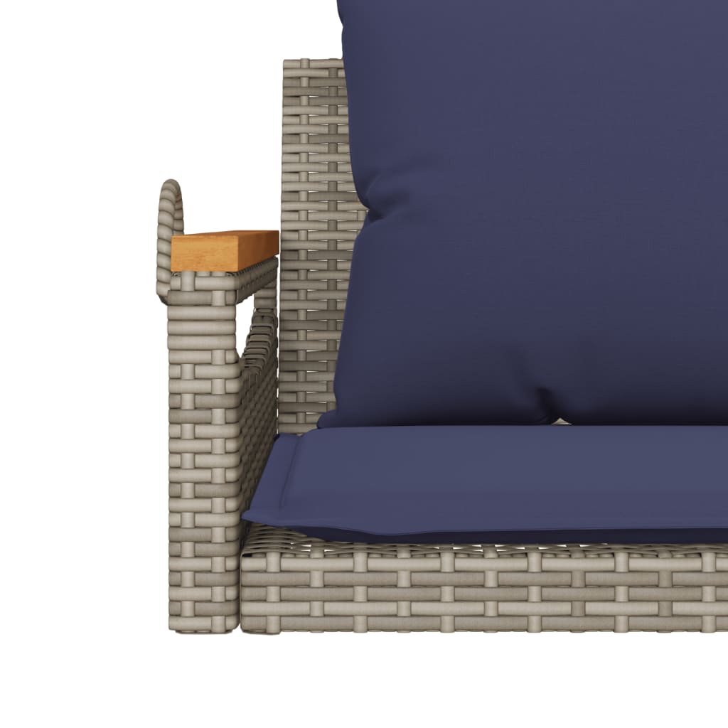 Hängebank mit Kissen Grau 109x62x40 cm Poly Rattan