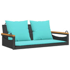 Hängebank mit Kissen Schwarz 109x62x40 cm Poly Rattan