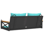 Hängebank mit Kissen Schwarz 109x62x40 cm Poly Rattan
