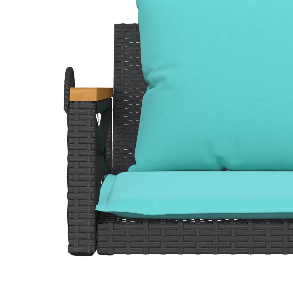 Hängebank mit Kissen Schwarz 109x62x40 cm Poly Rattan
