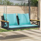Hängebank mit Kissen Schwarz 109x62x40 cm Poly Rattan
