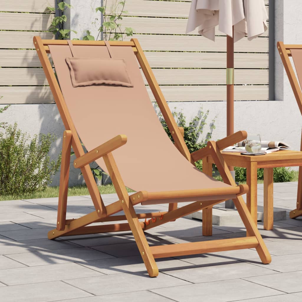 Strandstuhl Klappbar Massivholz Eukalyptus und Stoff