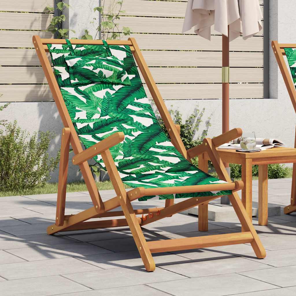 Strandstuhl Klappbar Massivholz Eukalyptus und Stoff