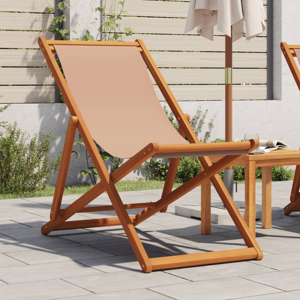 Strandstuhl Klappbar Massivholz Eukalyptus und Stoff