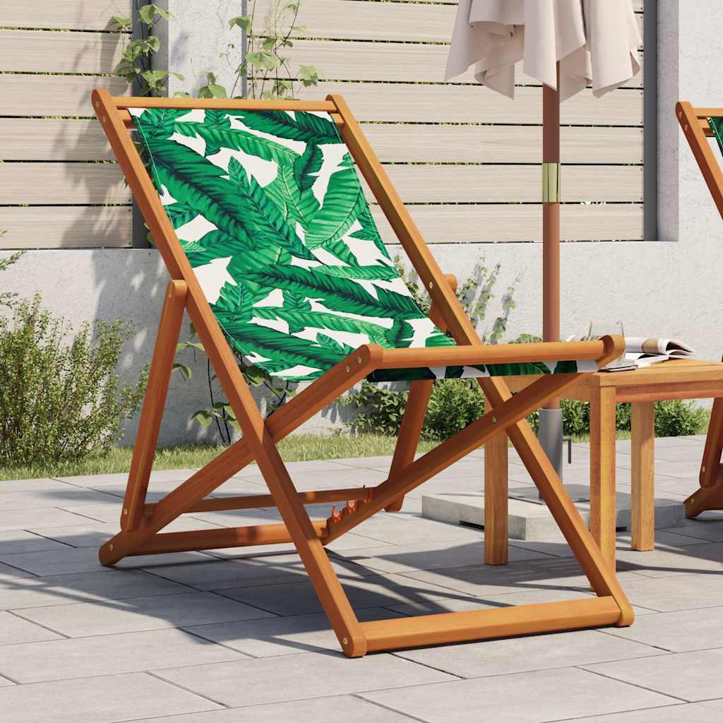 Strandstuhl Klappbar Massivholz Eukalyptus und Stoff