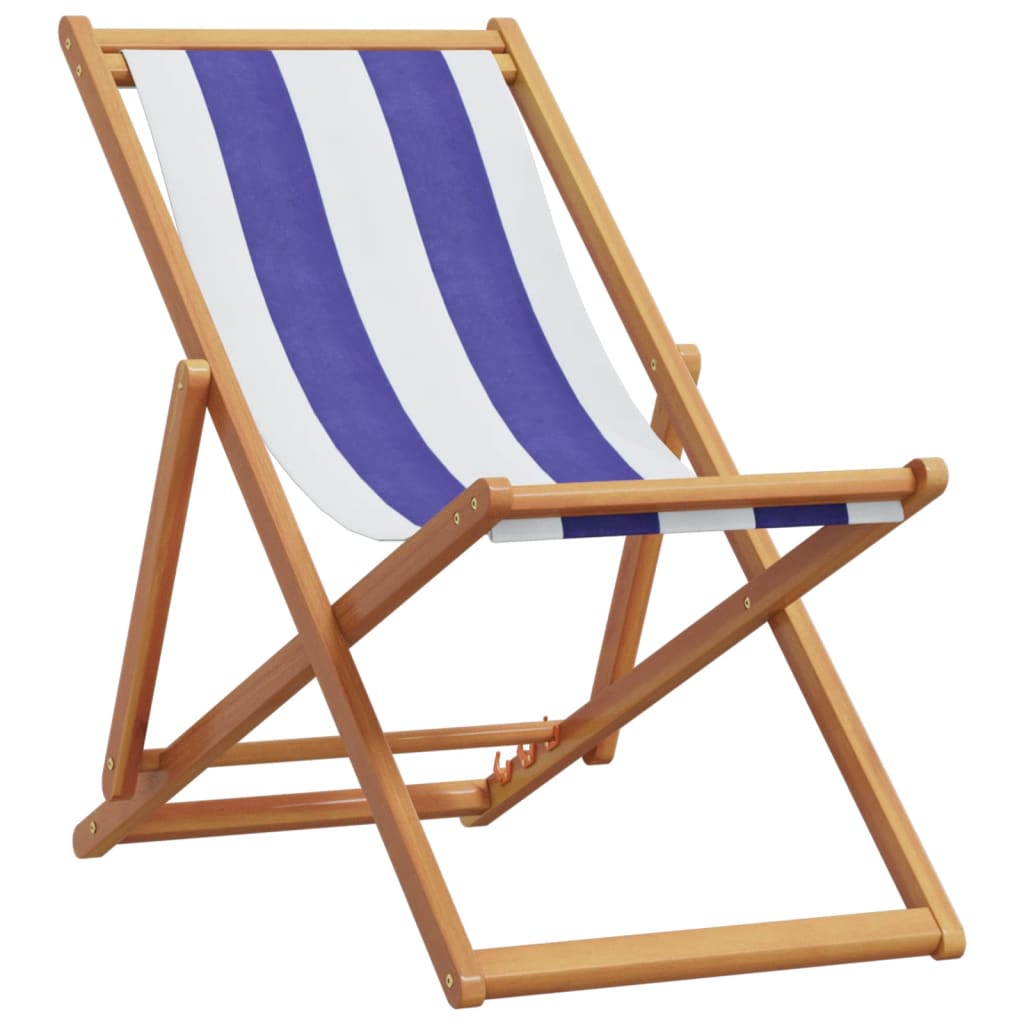 Strandstuhl Klappbar Massivholz Eukalyptus und Stoff