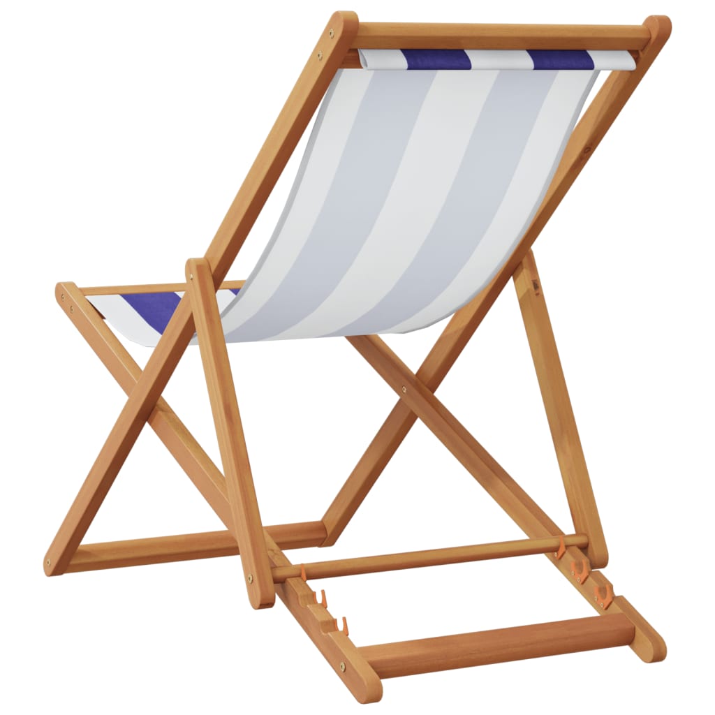 Strandstuhl Klappbar Massivholz Eukalyptus und Stoff