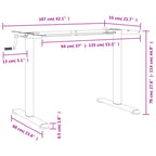 Gestell für Sitz-Steh-Schreibtische (94-135)x60x(70-114) cm