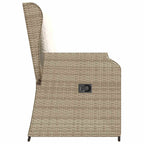 Gartenbank Verstellbar mit Kissen Beige Poly Rattan
