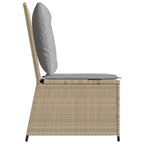 Gartensessel mit Liegefunktion und Kissen Beige Poly Rattan