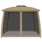 Pavillon mit Doppeldach & Netzwänden Taupe 2,93x2,93 m Stahl