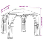 Pavillon mit Doppeldach & Netzwänden Taupe 2,94x2,94 m Stahl