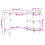 Schreibtisch Räuchereiche 120x50x75 cm Metall Holzwerkstoff